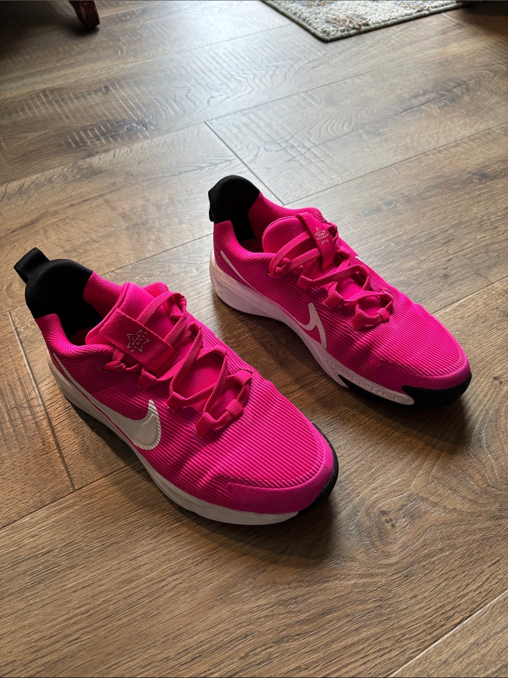 Nike Girl’s/Women's Athletic Sneakers in Bright Pink with White Swoosh